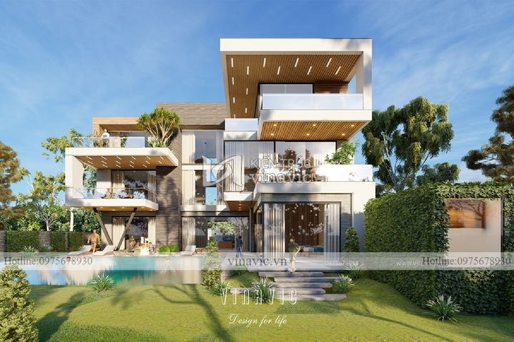 Biệt thự nghỉ dưỡng hiện đại 3 tầng kiểu singapore BT2123