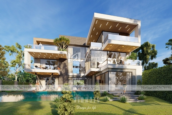 Biệt thự nghỉ dưỡng hiện đại 3 tầng kiểu singapore BT2123