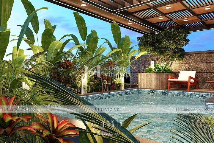 Biệt thự phố hiện đại mặt tiền 8m 6 tầng ở TPHCM BT2115