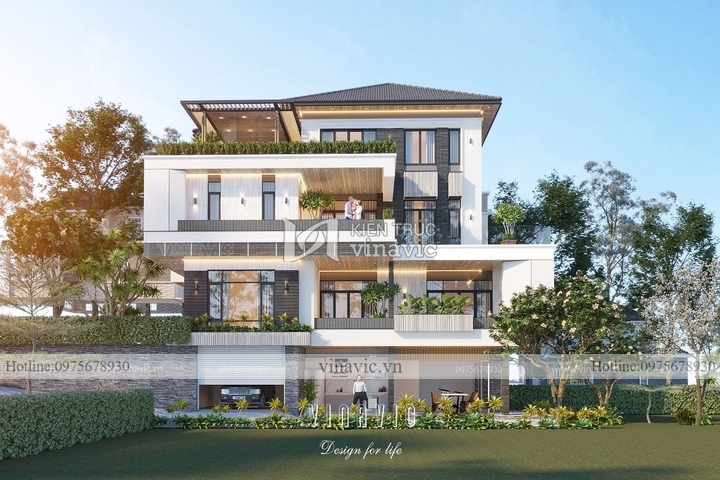 Biệt thự vườn hiện đại 3 tầng mặt tiền 12m sâu 18m BT2134