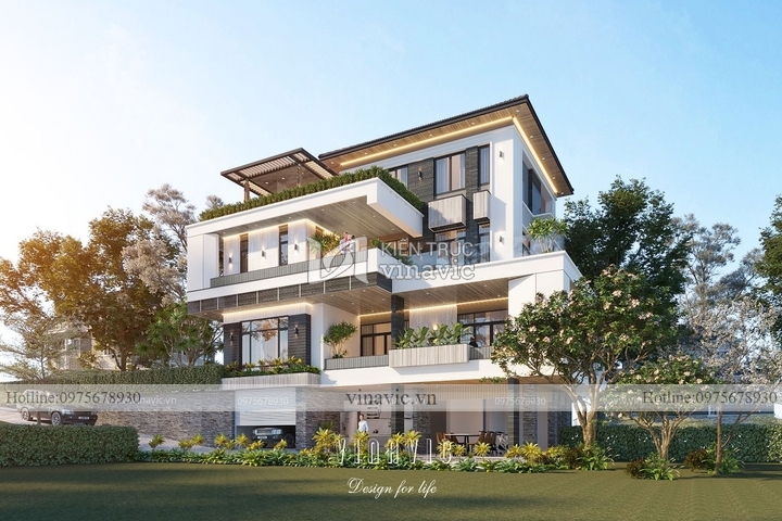 Biệt thự vườn hiện đại 3 tầng mặt tiền 12m sâu 18m BT2134
