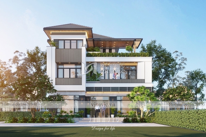 Biệt thự vườn hiện đại 3 tầng mặt tiền 12m sâu 18m BT2134