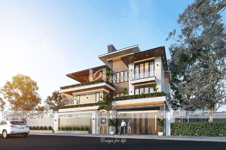 Biệt thự vuông góc 2 mặt tiền 3 tầng hiện đại BT2126