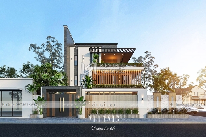 Biệt thự vuông góc 2 mặt tiền 3 tầng hiện đại BT2126