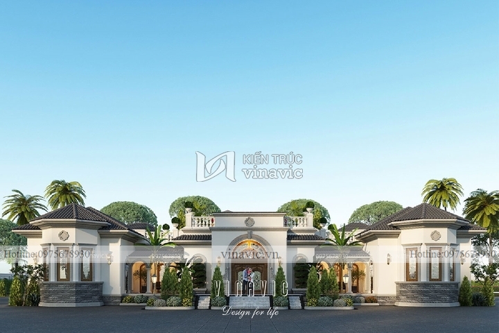 Dinh thự 1 tầng phong cách Địa Trung Hải DT2101