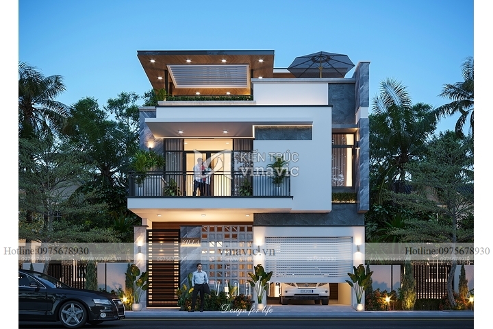 Mẫu biệt thự 2 tầng hiện đại 100m2 rộng 9m sâu 11m BT2231