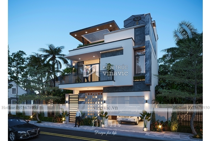 Mẫu biệt thự 2 tầng hiện đại 100m2 rộng 9m sâu 11m BT2231