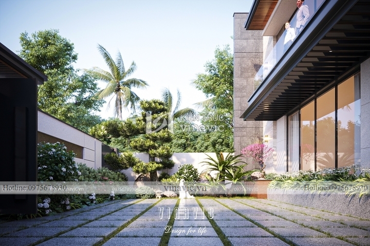 Mẫu biệt thự 3 tầng mái nhật hiện đại 5 phòng ngủ 294m2 BT2250