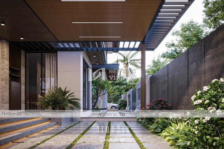 Mẫu biệt thự 3 tầng mái nhật hiện đại 5 phòng ngủ 294m2 BT2250