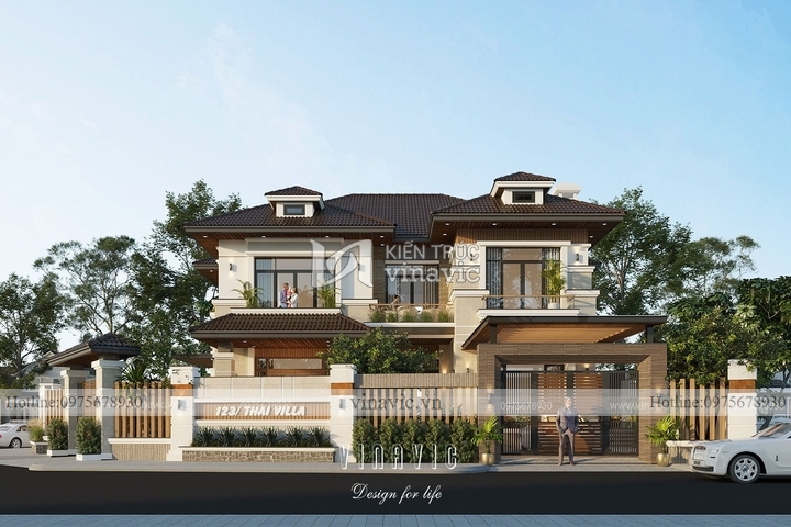 Mẫu nhà biệt thự 2 tầng 2 mặt tiền hiện đại mái Nhật BT2139
