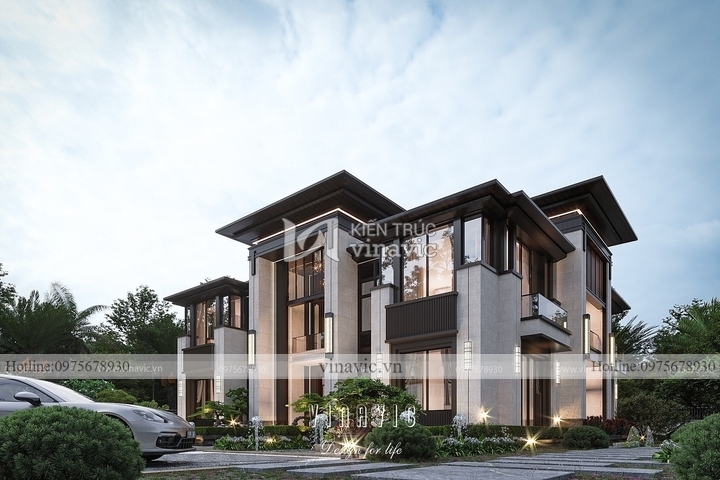 Mẫu nhà biệt thự 2 tầng mái bằng hiện đại 290m2 (17x17m) BT2241