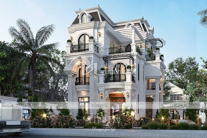 Mẫu nhà biệt thự tân cổ điển 3 tầng kích thước 15x9m BT2147