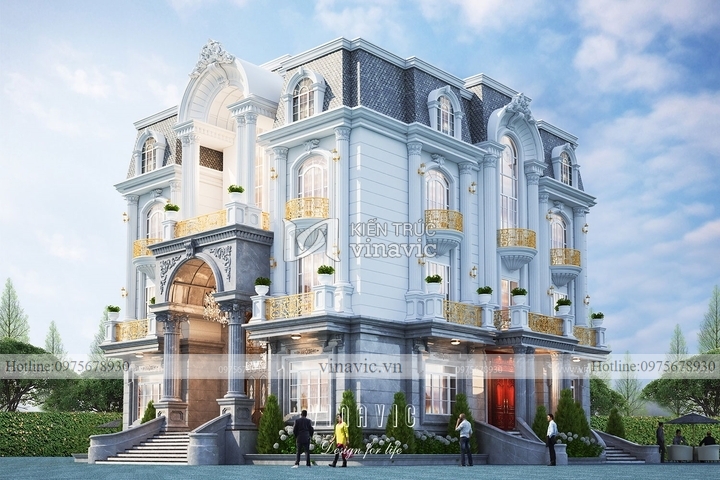 Mẫu nhà biệt thự tân cổ điển 4 tầng BT2131