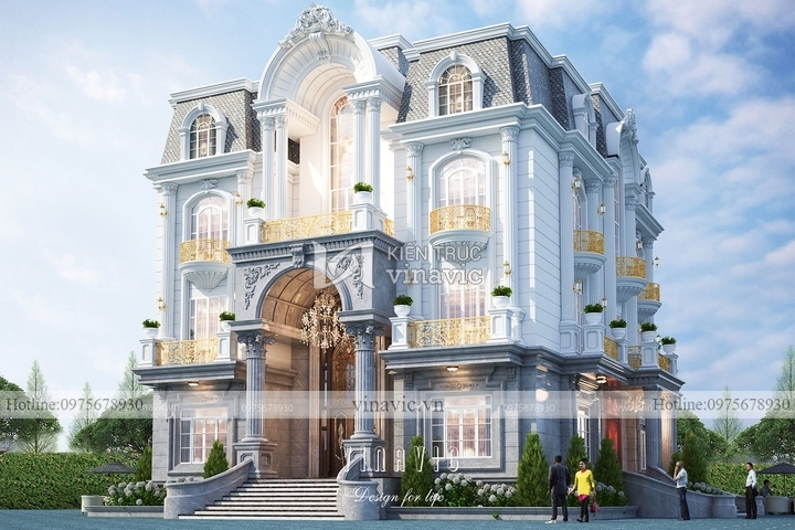 Mẫu nhà biệt thự tân cổ điển 4 tầng BT2131