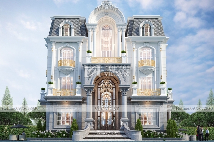 Mẫu nhà biệt thự tân cổ điển 4 tầng BT2131