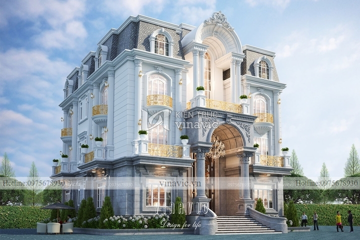 Mẫu nhà biệt thự tân cổ điển 4 tầng BT2131