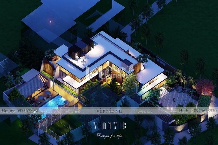 Mẫu nhà đẹp 3 tầng kiến trúc hiện đại có bể bơi đẳng cấp BT2238