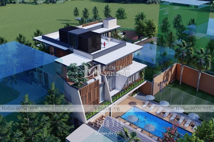 Mẫu nhà đẹp 3 tầng kiến trúc hiện đại có bể bơi đẳng cấp BT2238