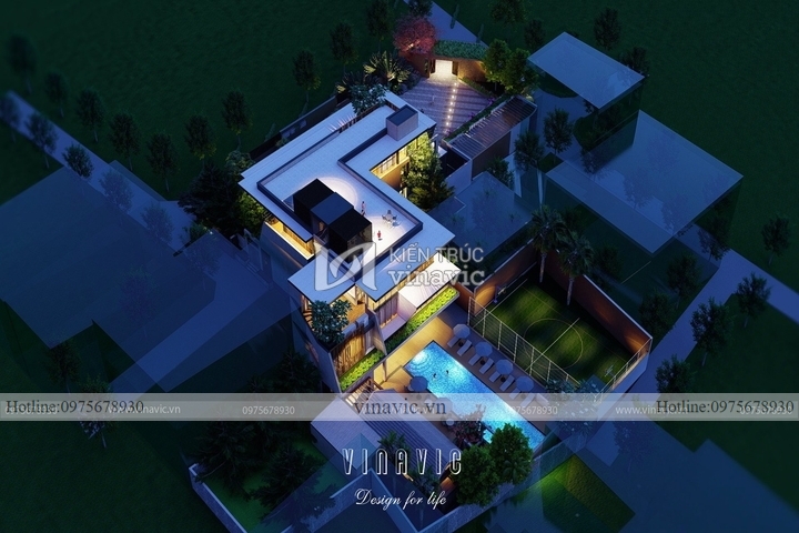 Mẫu nhà đẹp 3 tầng kiến trúc hiện đại có bể bơi đẳng cấp BT2238