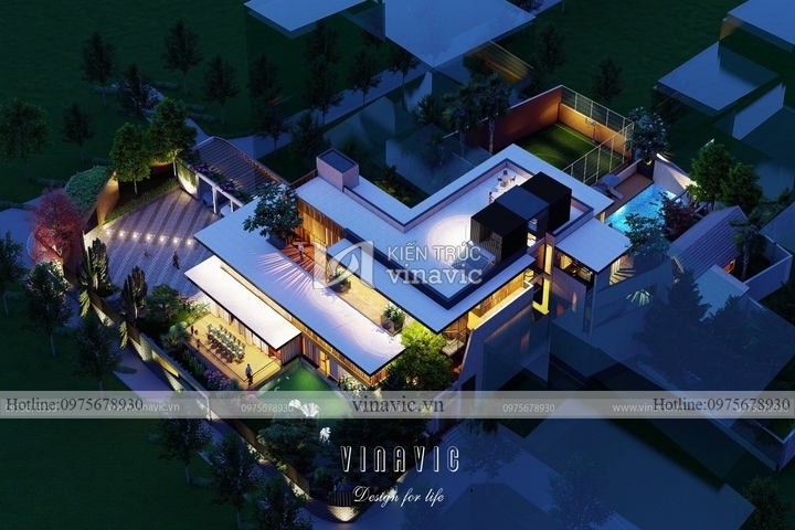 Mẫu nhà đẹp 3 tầng kiến trúc hiện đại có bể bơi đẳng cấp BT2238