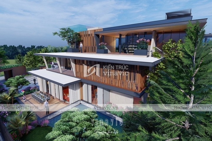 Mẫu nhà đẹp 3 tầng kiến trúc hiện đại có bể bơi đẳng cấp BT2238