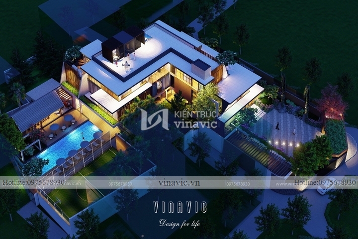 Mẫu nhà đẹp 3 tầng kiến trúc hiện đại có bể bơi đẳng cấp BT2238