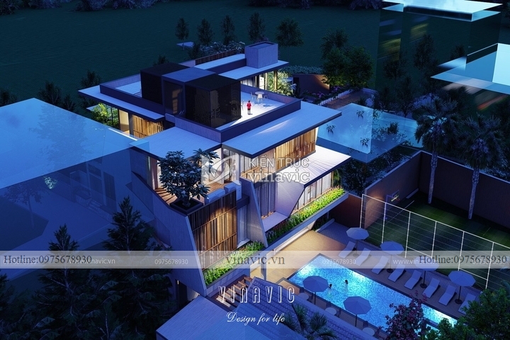 Mẫu nhà đẹp 3 tầng kiến trúc hiện đại có bể bơi đẳng cấp BT2238