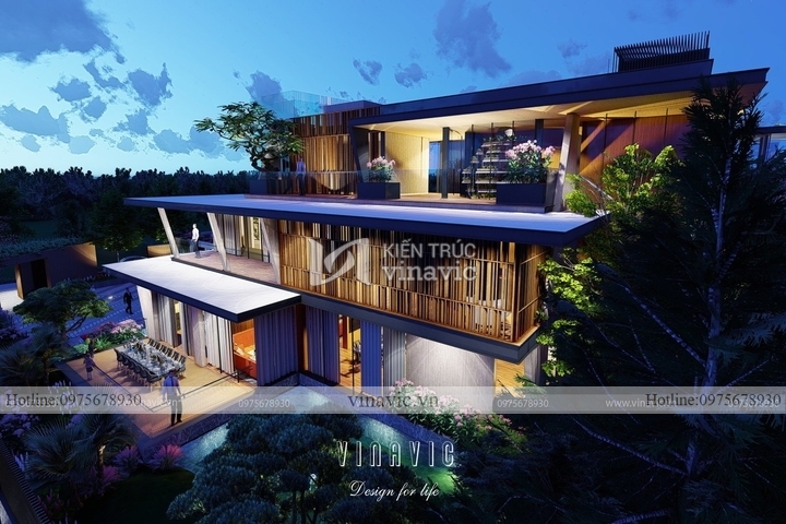 Mẫu nhà đẹp 3 tầng kiến trúc hiện đại có bể bơi đẳng cấp BT2238