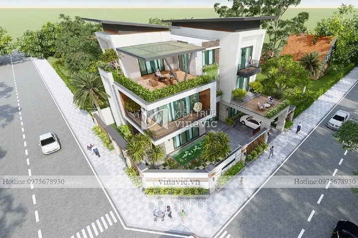 Mẫu nhà hiện đại 3 tầng 2 mặt tiền diện tích 160m BT2118