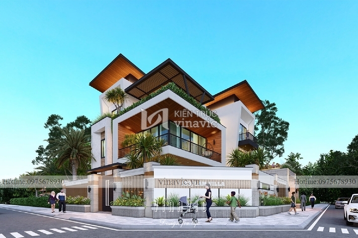 Mẫu nhà hiện đại 3 tầng 2 mặt tiền diện tích 160m BT2118