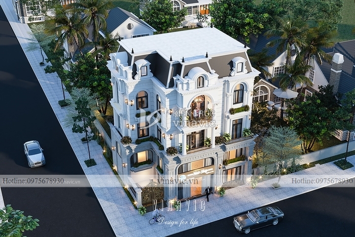 Mẫu thiết kế biệt thự phố tân cổ điển sang trọng tiện nghi BT2236