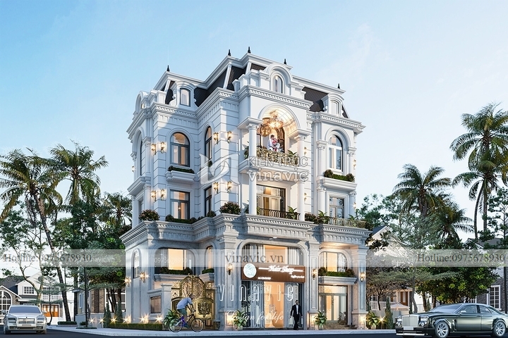 Mẫu thiết kế biệt thự phố tân cổ điển sang trọng tiện nghi BT2236