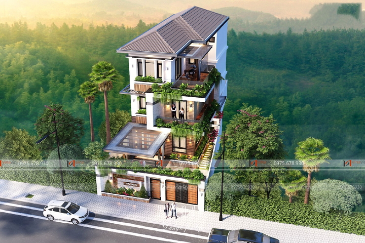 Nhà hiện đại 3 tầng 1 mặt tiền 7.5m ở Thái Bình BT2108