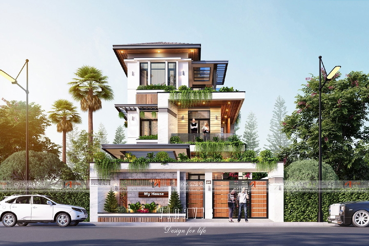 Nhà hiện đại 3 tầng 1 mặt tiền 7.5m ở Thái Bình BT2108