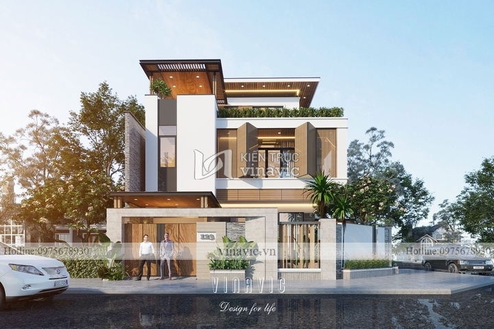 Thiết kế biệt thự góc 2 mặt tiền 10x15m hiện đại BT2133
