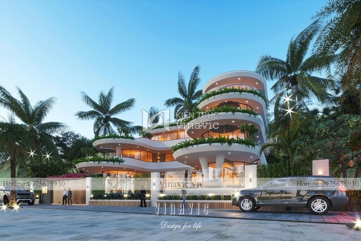 Thiết kế biệt thự 4 tầng hiện đại view biển Nha Trang BT2135
