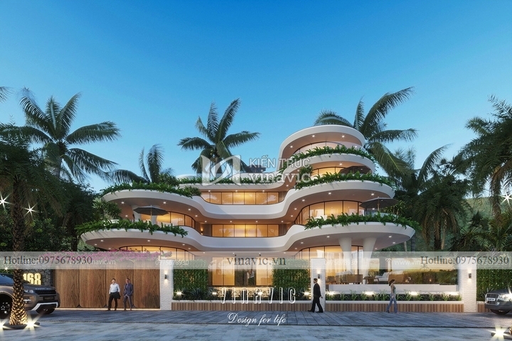Thiết kế biệt thự 4 tầng hiện đại view biển Nha Trang BT2135