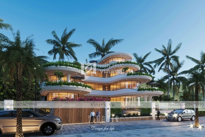 Thiết kế biệt thự 4 tầng hiện đại view biển Nha Trang BT2135