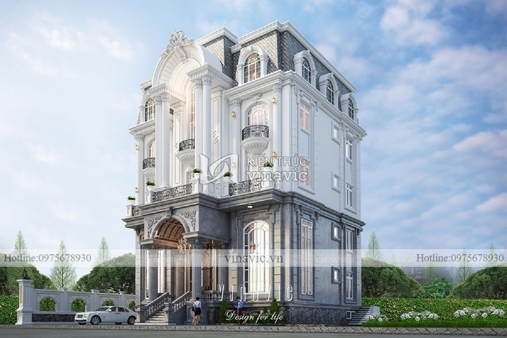 Thiết kế nhà biệt thự cổ điển 4 tầng rộng 15m sâu 11.5m BT2127
