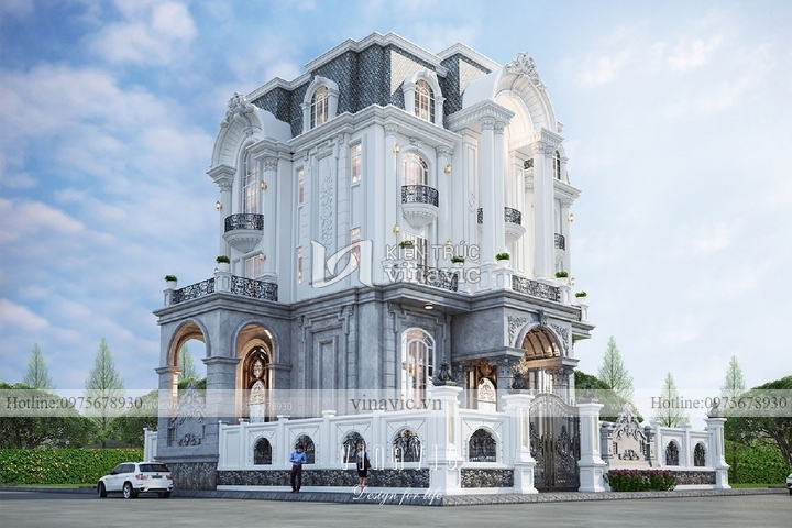 Thiết kế nhà biệt thự cổ điển 4 tầng rộng 15m sâu 11.5m BT2127