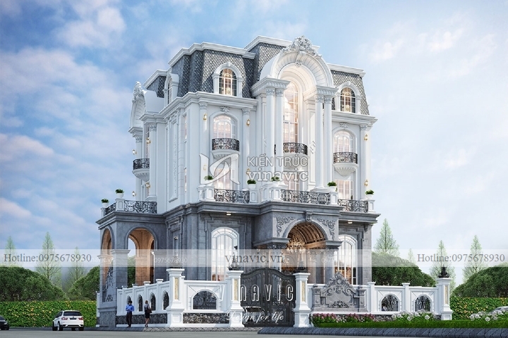 Thiết kế nhà biệt thự cổ điển 4 tầng rộng 15m sâu 11.5m BT2127