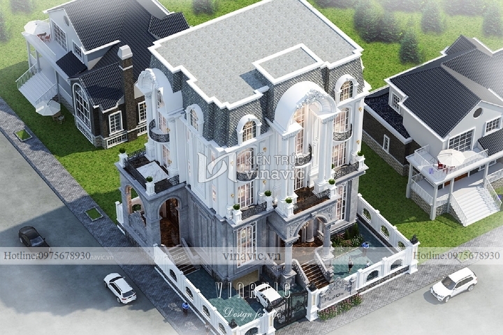 Thiết kế nhà biệt thự cổ điển 4 tầng rộng 15m sâu 11.5m BT2127