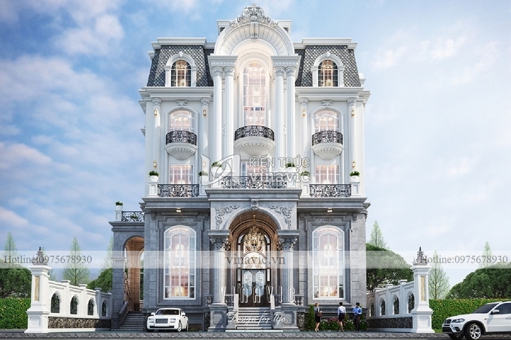 Thiết kế nhà biệt thự cổ điển 4 tầng rộng 15m sâu 11.5m BT2127