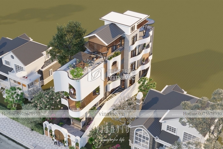 Thiết kế nhà mặt tiền rộng 7m sâu 25m 3 tầng hiện đại BT2145