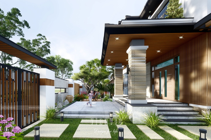 Thiết kế biệt thự 2 tầng 2 mặt tiền hiện đại ở Cần Thơ BT2109