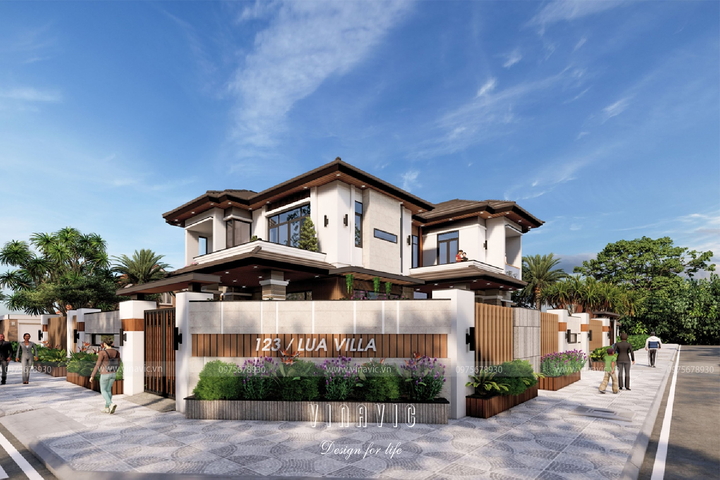 Thiết kế biệt thự 2 tầng 2 mặt tiền hiện đại ở Cần Thơ BT2109