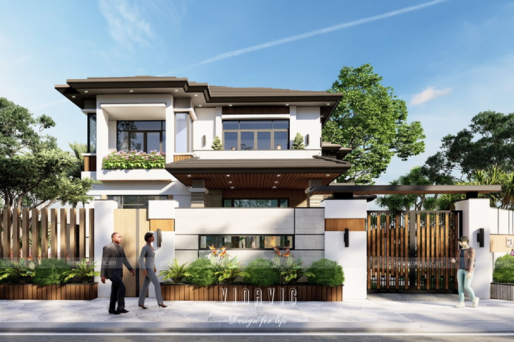Thiết kế biệt thự 2 tầng 2 mặt tiền hiện đại ở Cần Thơ BT2109