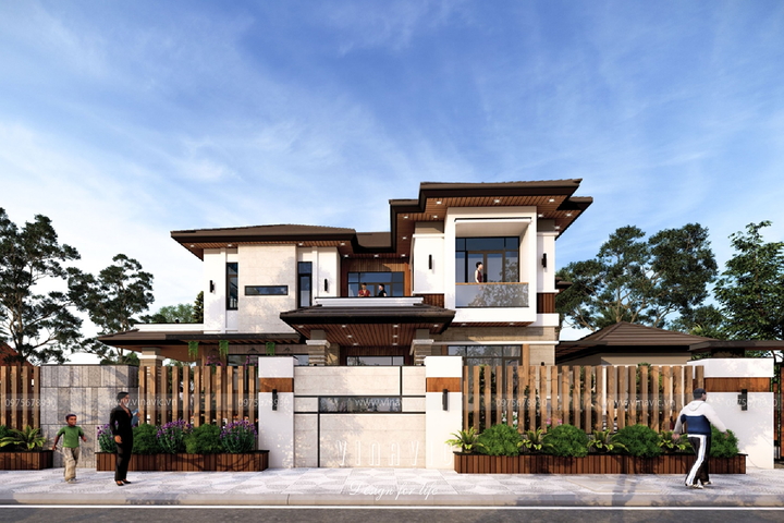 Thiết kế biệt thự 2 tầng 2 mặt tiền hiện đại ở Cần Thơ BT2109