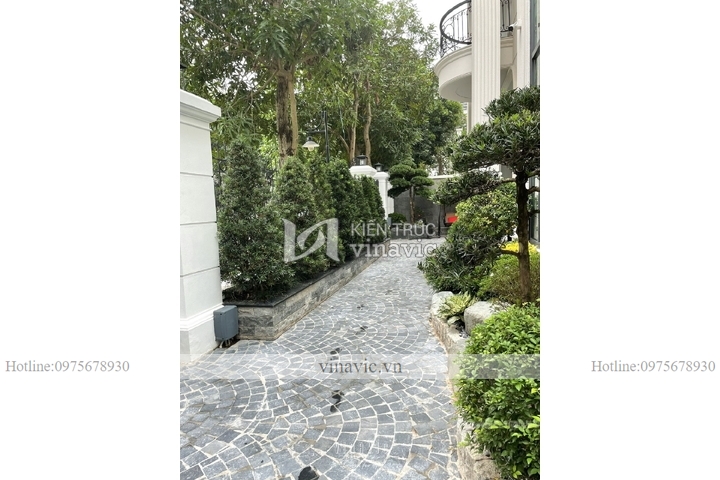 Thi công tiểu cảnh sân vườn biệt thự khu Nguyệt Quế Vinhomes TCSV2002