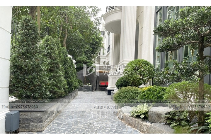 Thi công tiểu cảnh sân vườn biệt thự khu Nguyệt Quế Vinhomes TCSV2002